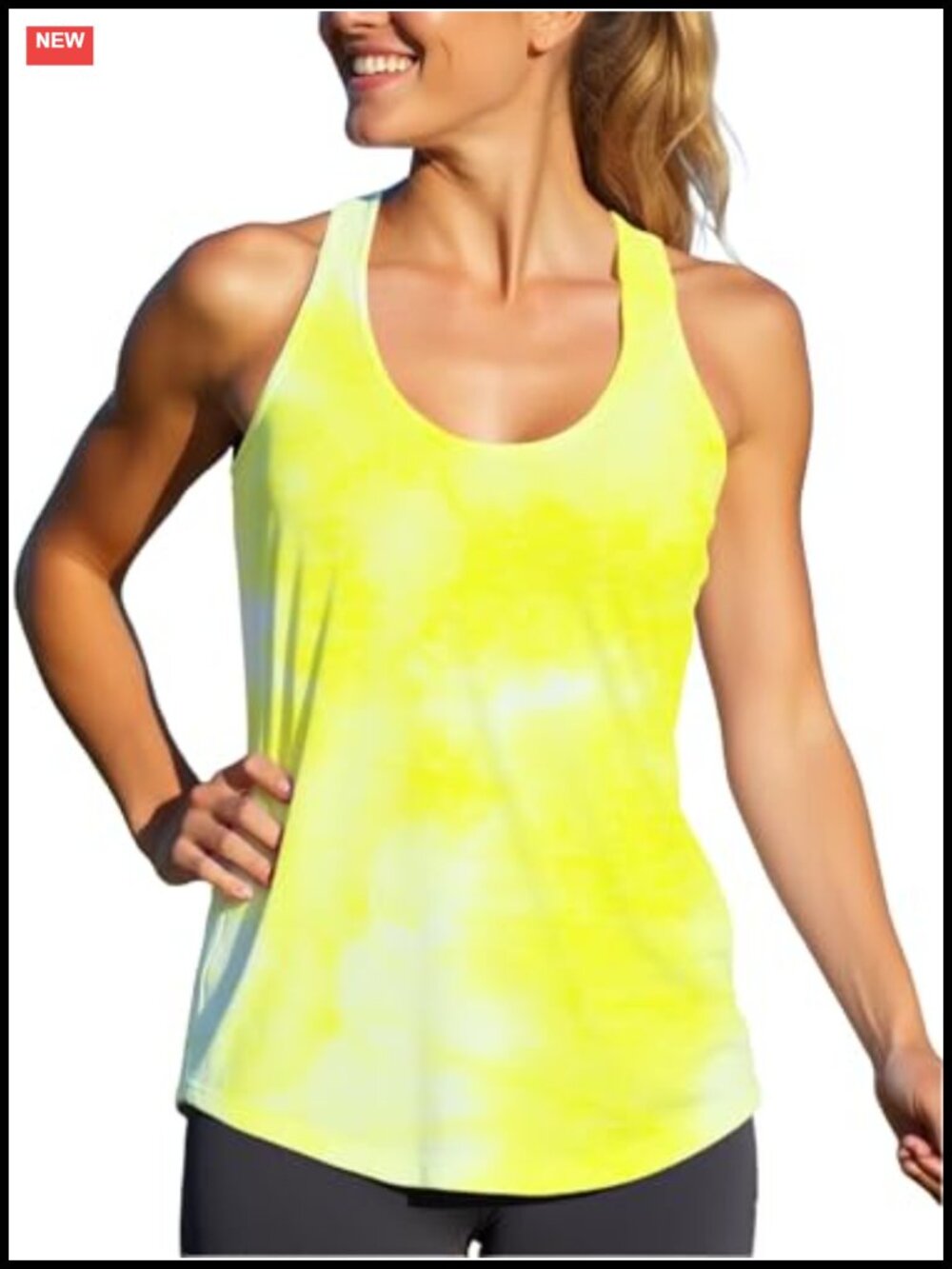Women's Tie Dye Racerback Workout Tank Top Loose Fit Athletic Yoga Gym Shirt